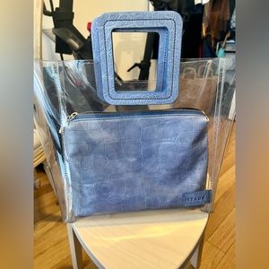 Staud Shirley with Blue Embossed Croc